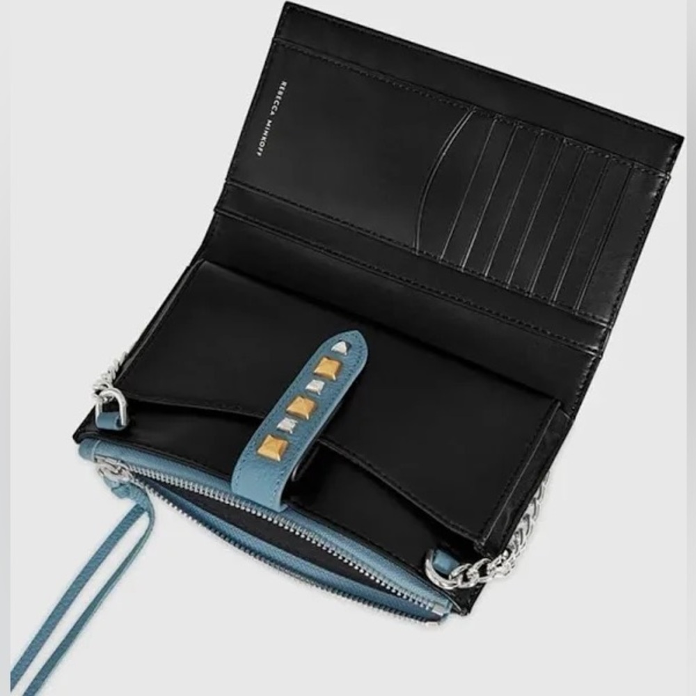 NWOT Rebecca Minkoff Multi Studded Wallet With Chain Strap - Blue - Picture 3 of 9